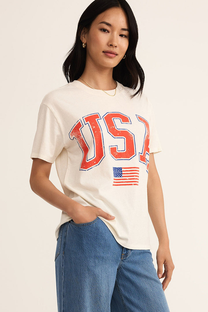 Z Supply - Flag Boyfriend Tee in Sea Salt
