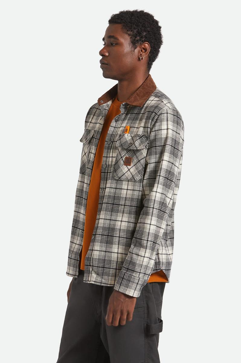 Brixton - Builders Bowery Performance Flannel in Off White/Black