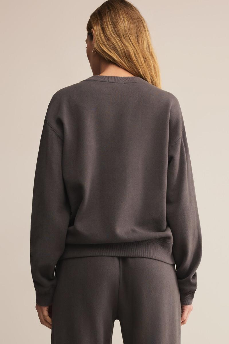 Z Supply - Boyfriend Cotton Sweatshirt in Washed Black
