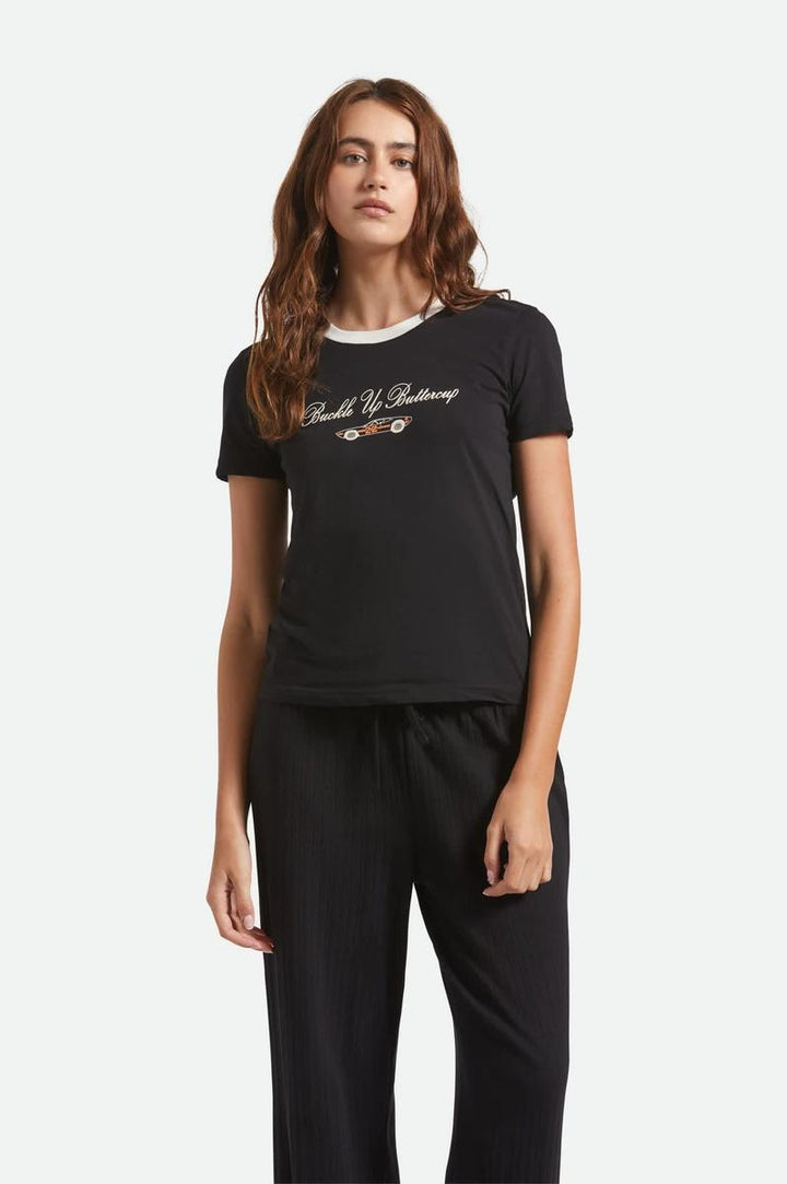 Brixton - Buckle Up Fitted Crew T-Shirt in Black/White