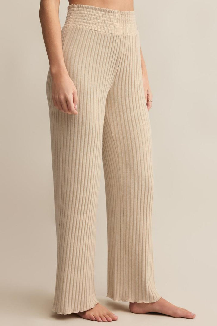 Z Supply - Dawn Smocked Rib Pant in Light Oatmeal Heather