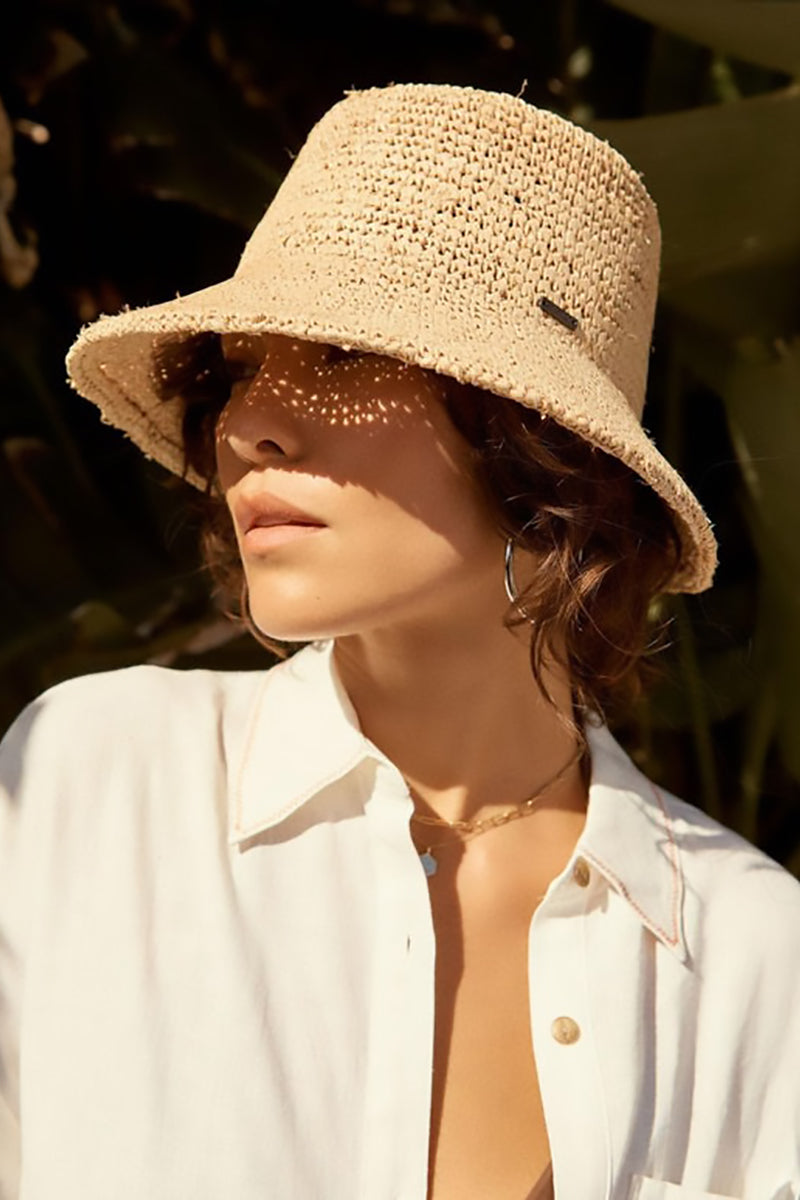 Brixton - Ellee Straw Bucket Hat in Tan