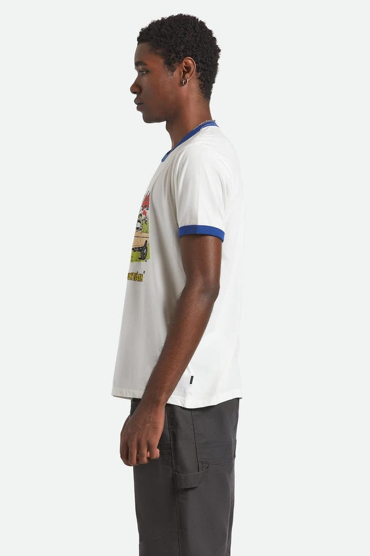 Brixton - Ford King Of The Mountains Short Sleeve Ringer T-Shirt in Wimbledon White