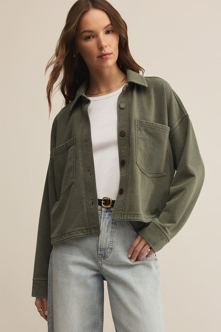 Z Supply - All Day Cropped Knit Jacket in Hunter Green