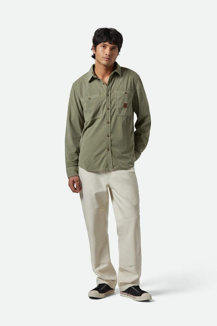 Brixton - The Field Corduroy Overshirt in Military Olive
