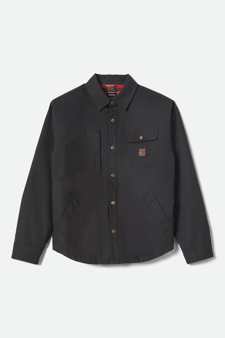 Brixton - Builders Stretch Long Sleeve Overshirt in Washed Black