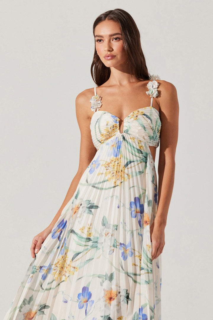Astr - Emese Dress in Blue Multi Floral