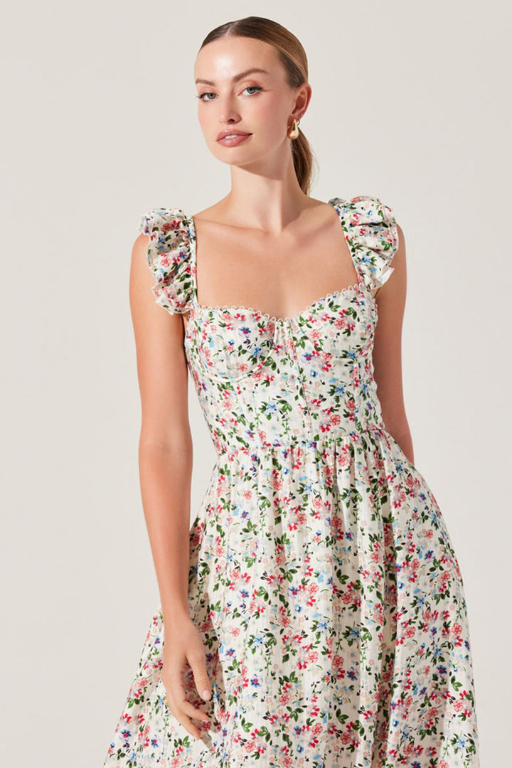 Astr - Wedelia Dress in Cream Multi Floral