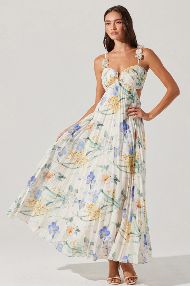 Astr - Emese Dress in Blue Multi Floral