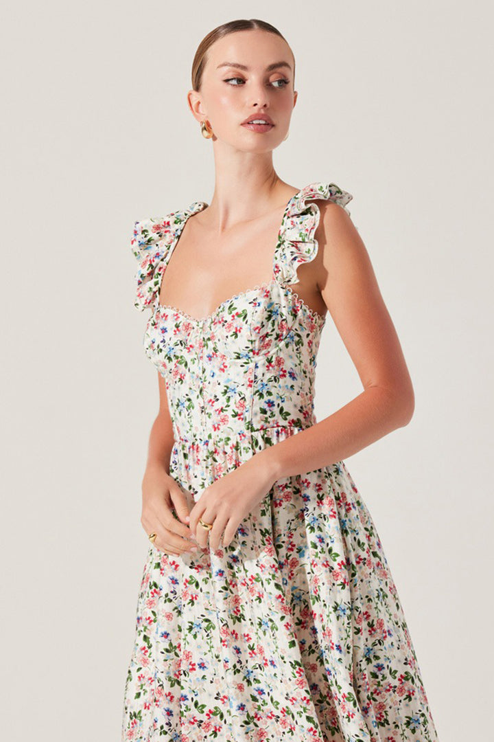 Astr - Wedelia Dress in Cream Multi Floral