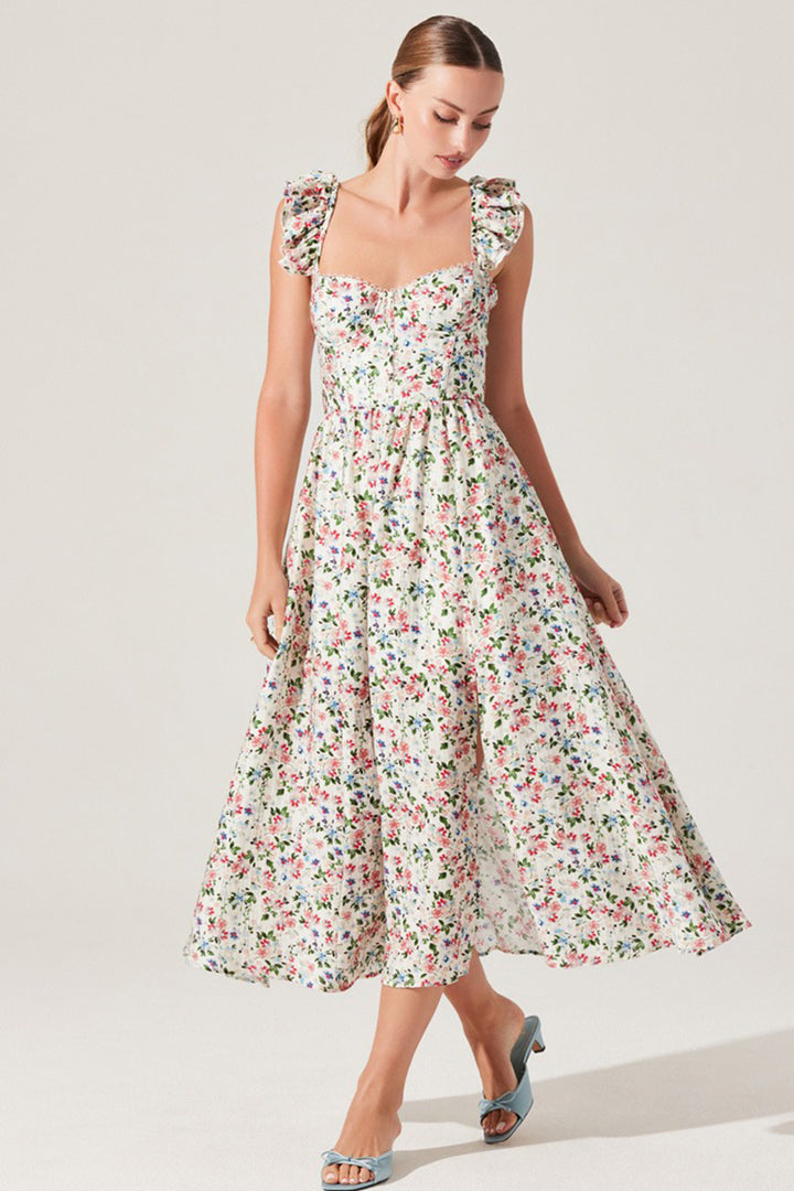 Astr - Wedelia Dress in Cream Multi Floral