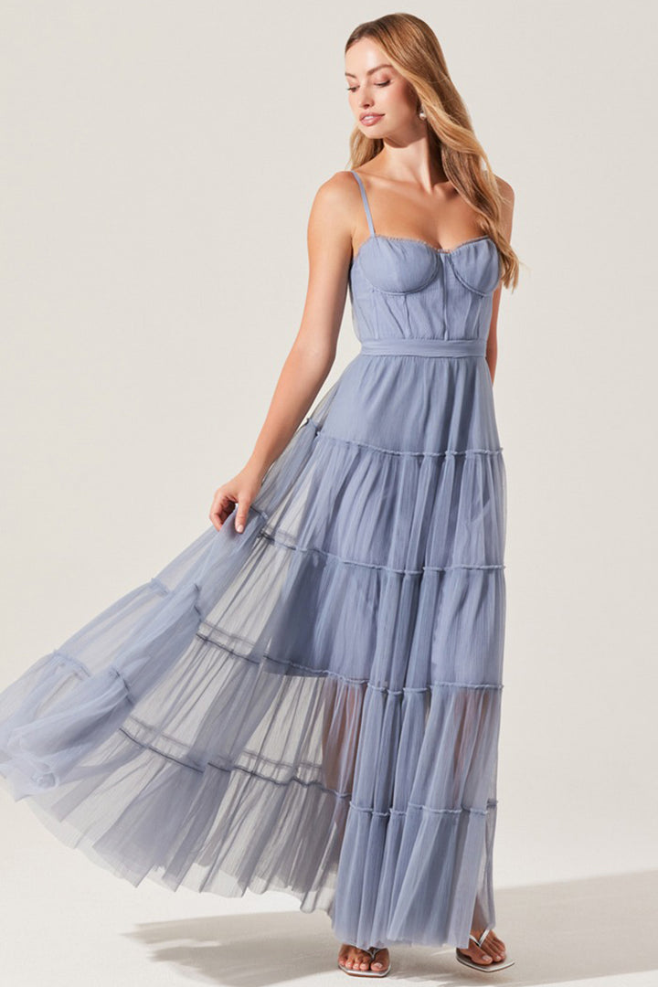 Astr - Mireya Dress in Dusty Blue