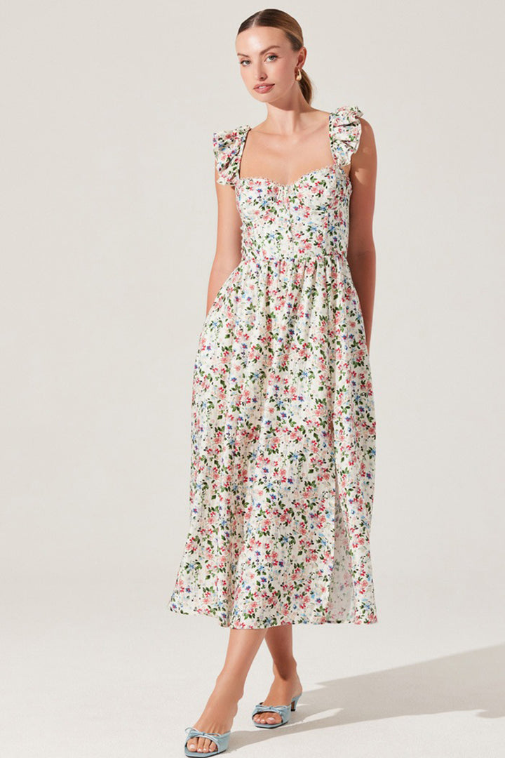 Astr - Wedelia Dress in Cream Multi Floral