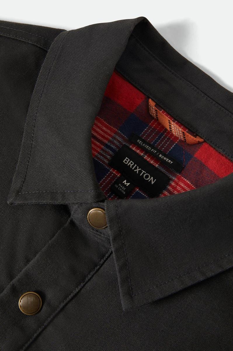 Brixton - Builders Stretch Long Sleeve Overshirt in Washed Black