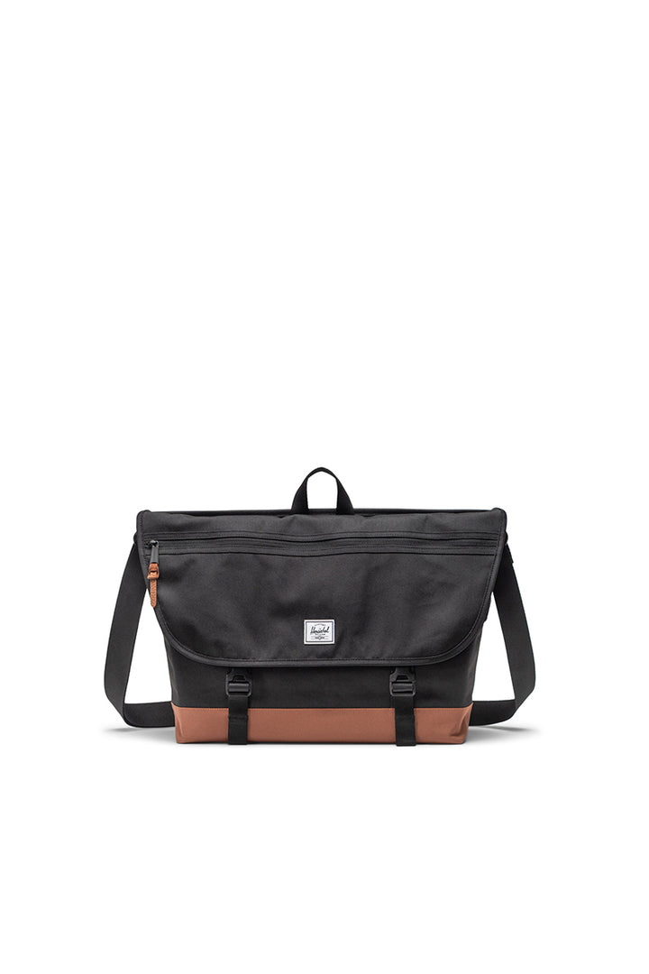 Herschel - Cove Messenger Laptop Bag in Black/Saddle Brown