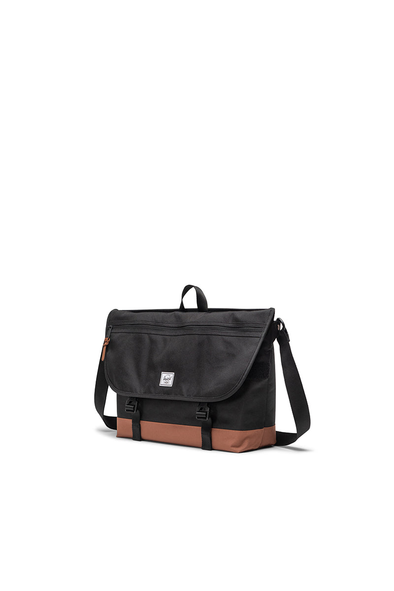 Herschel - Cove Messenger Laptop Bag in Black/Saddle Brown