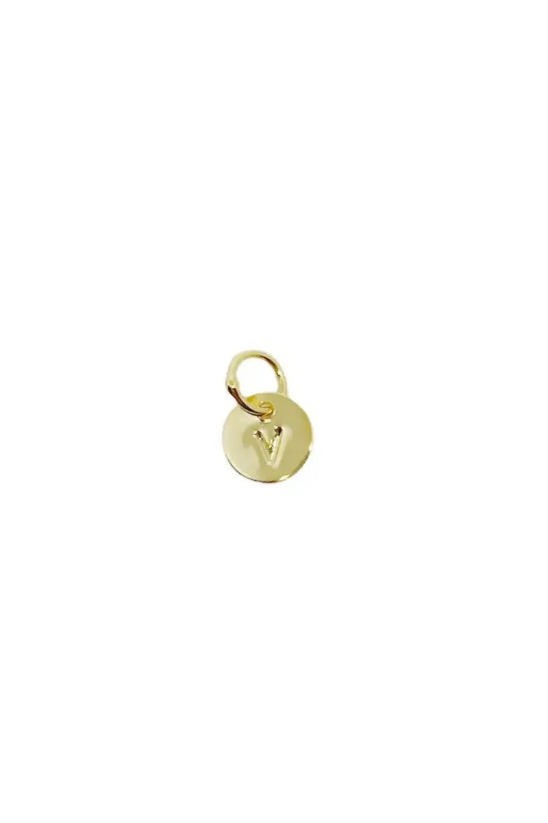 GoldFi - Stamped Tiny Initial Letter Charm in 18k Gold Fill - V