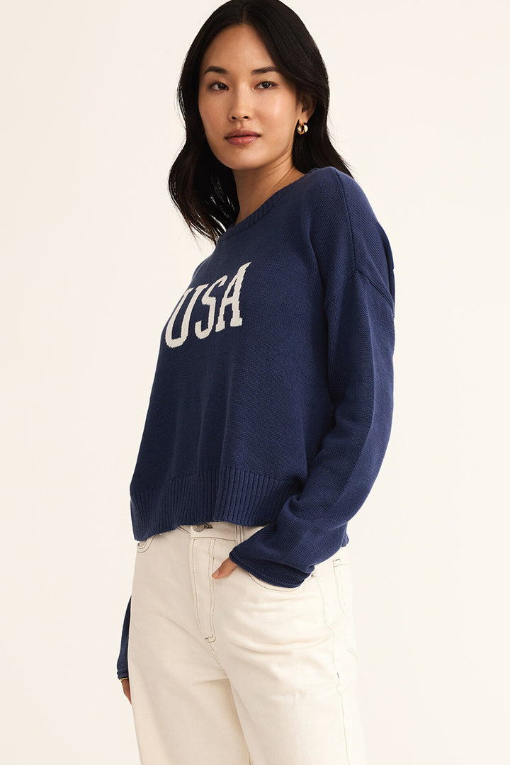 Z Supply - Sienna USA Sweater in Yacht Blue