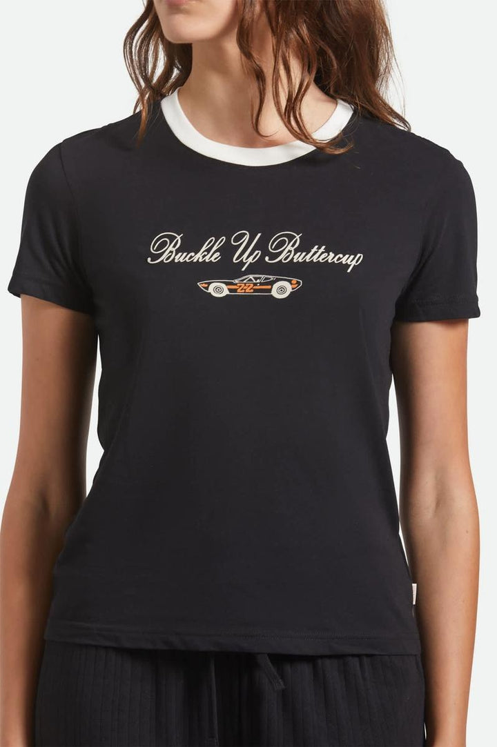 Brixton - Buckle Up Fitted Crew T-Shirt in Black/White