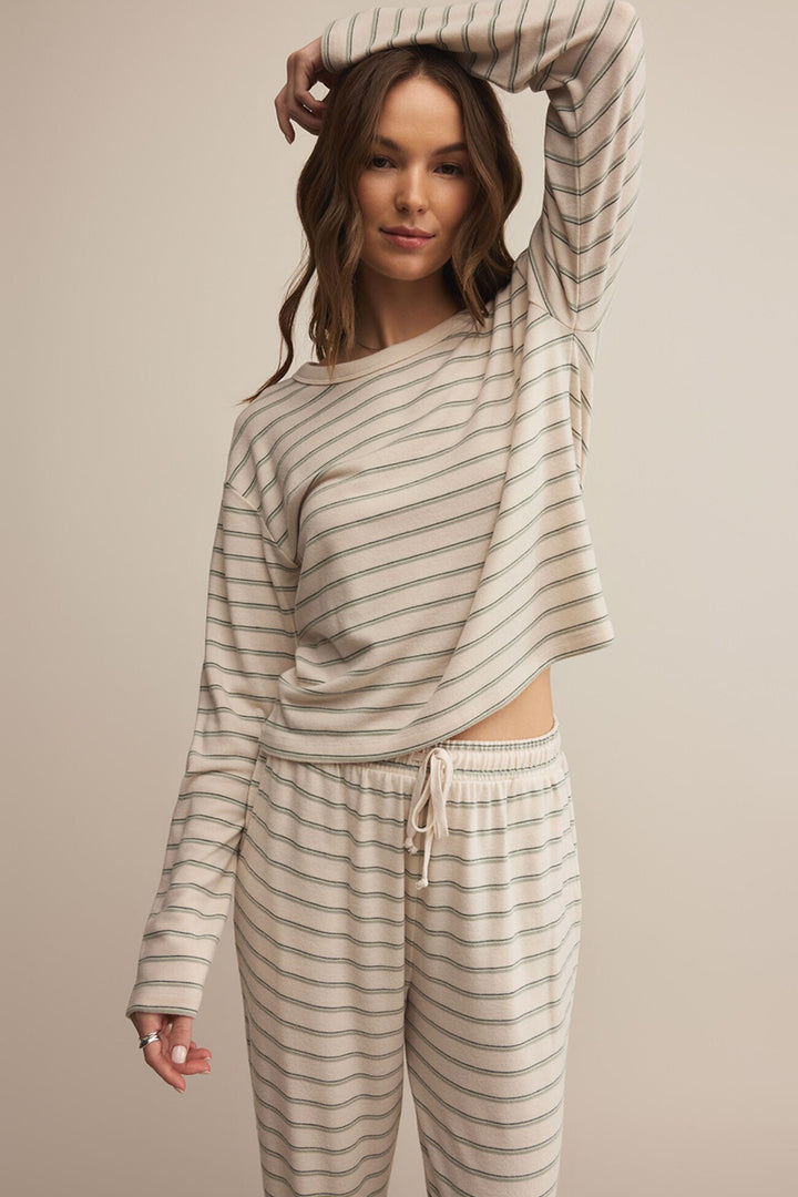 Z Supply - Laid Back Stripe Top in Hunter Green
