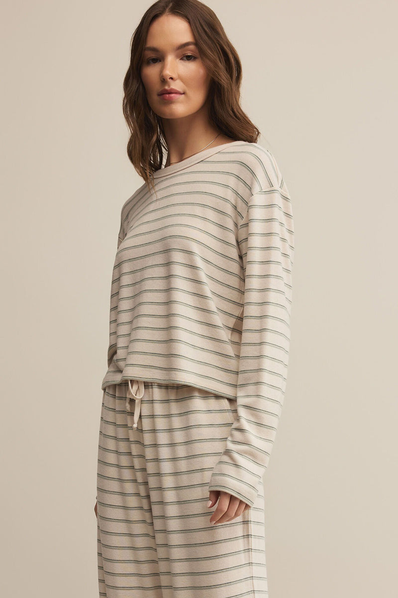 Z Supply - Laid Back Stripe Top in Hunter Green