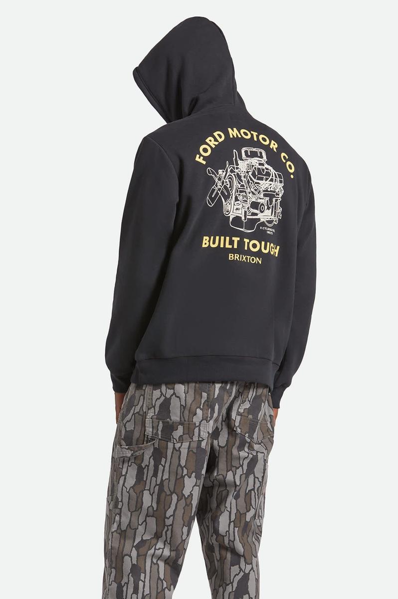 Brixton - Ford Built Tough Fleece Hoodie in Burnt Rubber