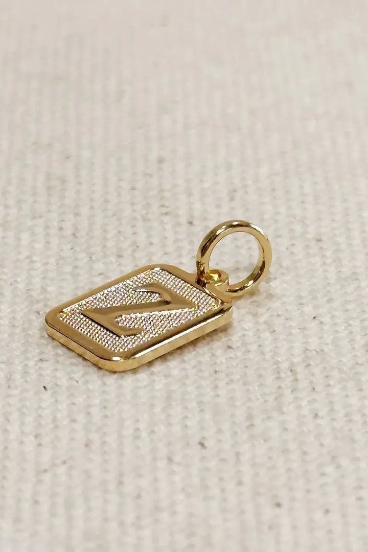 GoldFi - Textured Initial Plate Pendant - Letter Z