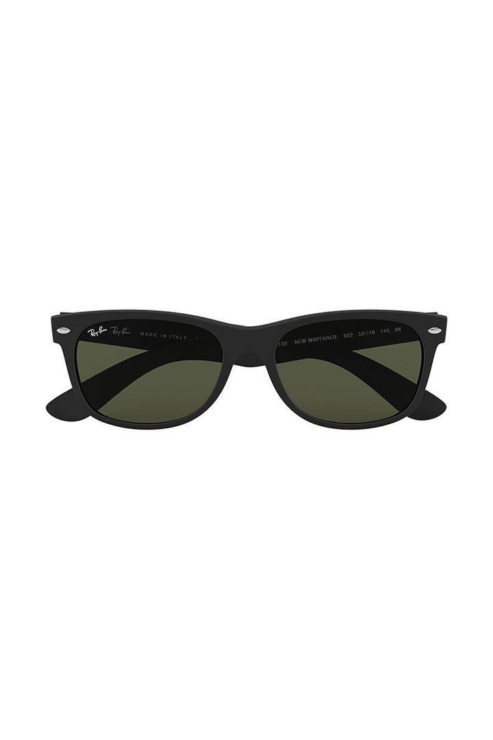 Ray Ban - New Wayfarer Classic in Black Rubber Frames with Polar Green Lenses - RB2132622/58