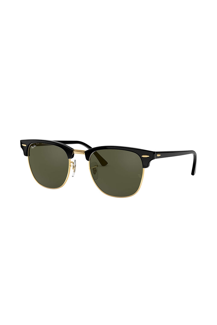 Ray Ban - Clubmaster Classic in Polished Black on Gold Frames with G-15 Green Lenses - RB3016W0365
