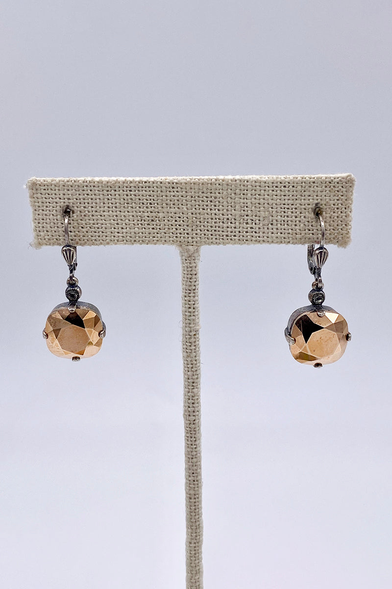 La Vie Parisienne - Crystal Dorado Swarovski Crystal Leverback Hanging Stud Earrings
