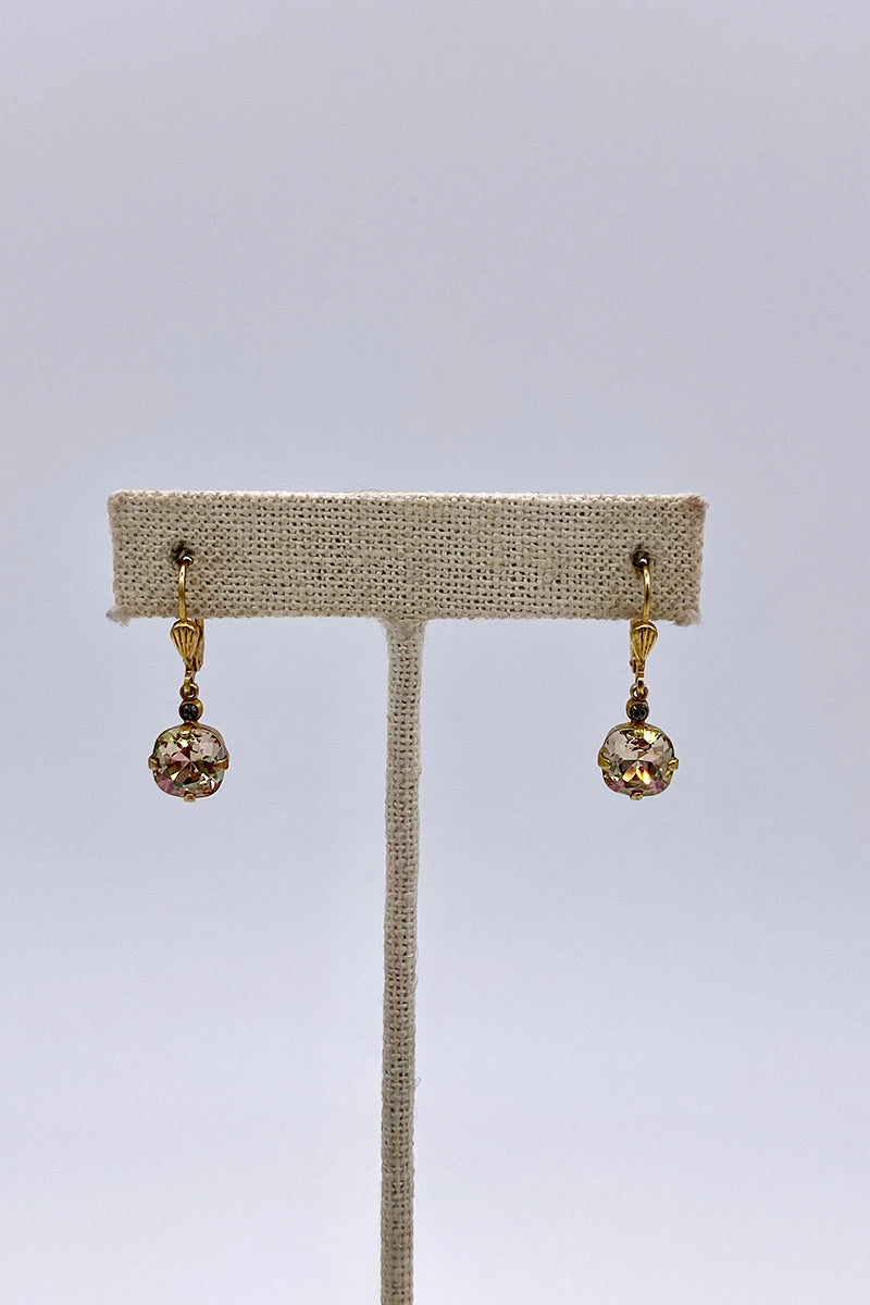 La Vie Parisienne - Champagne  Swarovski Crystal Leverback Hanging Stud Earrings